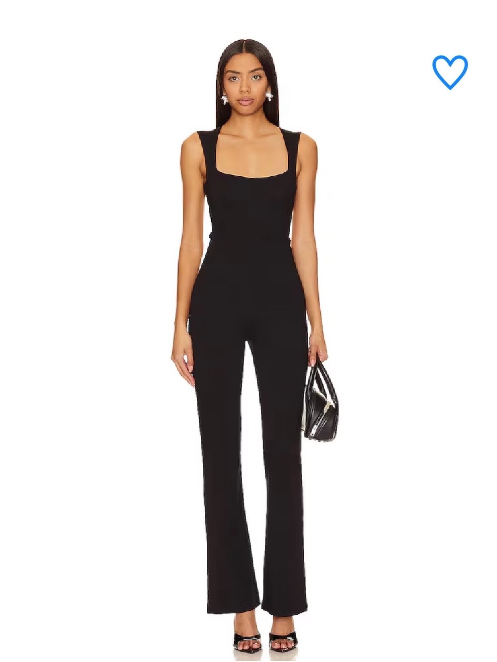 superdown Black Square-Neck Slim Jumpsuit